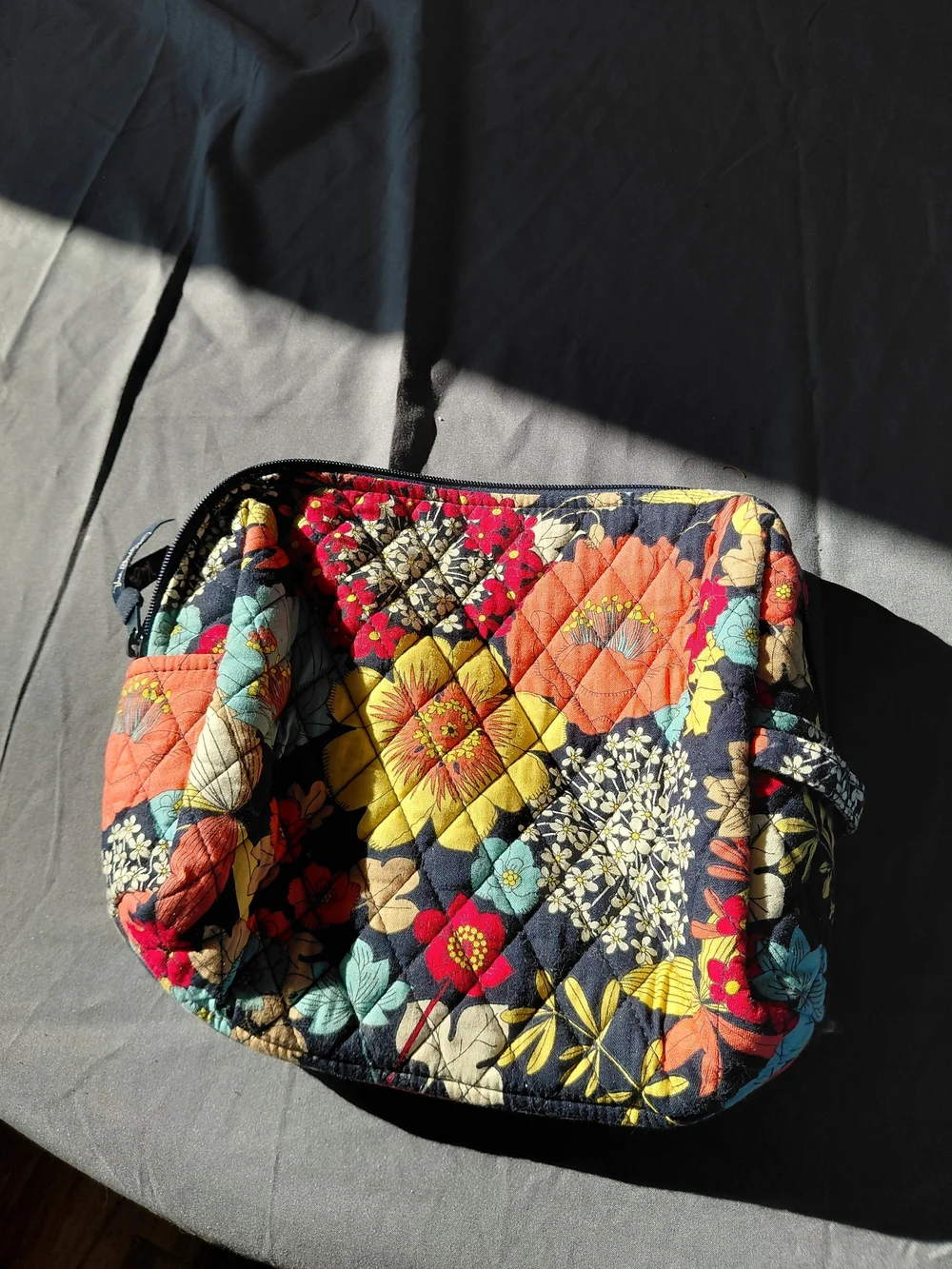 Quilted Floral Makeup Bag in Multi-Color Retired Happy Snails Print